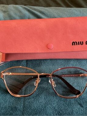 Miu Miu Inspired Gold Frame Glasses – Clear Lenses – Chic & Lightweight